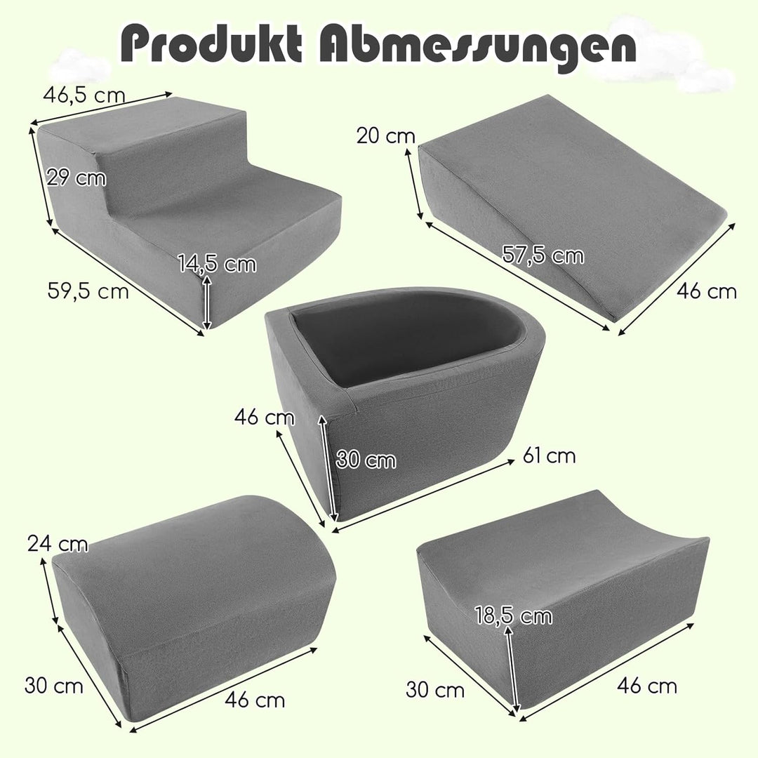 COSTWAY 5 TLG. Schaumstoffbausteine, Riesenbausteine mit Bällebad, Grossbausteine zum Toben und Klet