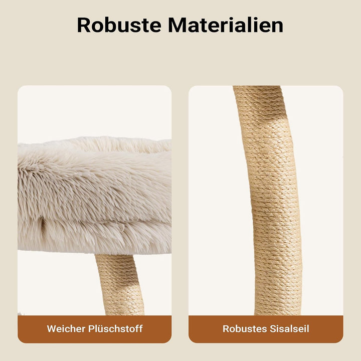 Fudajo Designer Kratzbaum 49 x 49 x 74 cm, Katzenkratzbaum mit Plüsch und Sisal, Kletterbaum für Kat