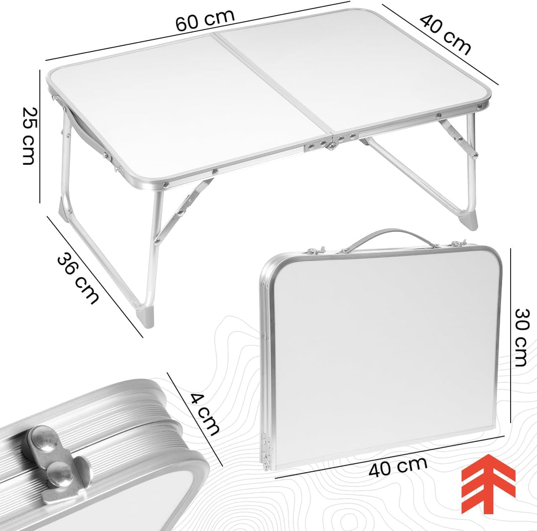 MalTec Campingtisch Klapptisch im Koffer 60x40x25 Weiss Fischen Gartentisch aus Alu und MDF für Pick