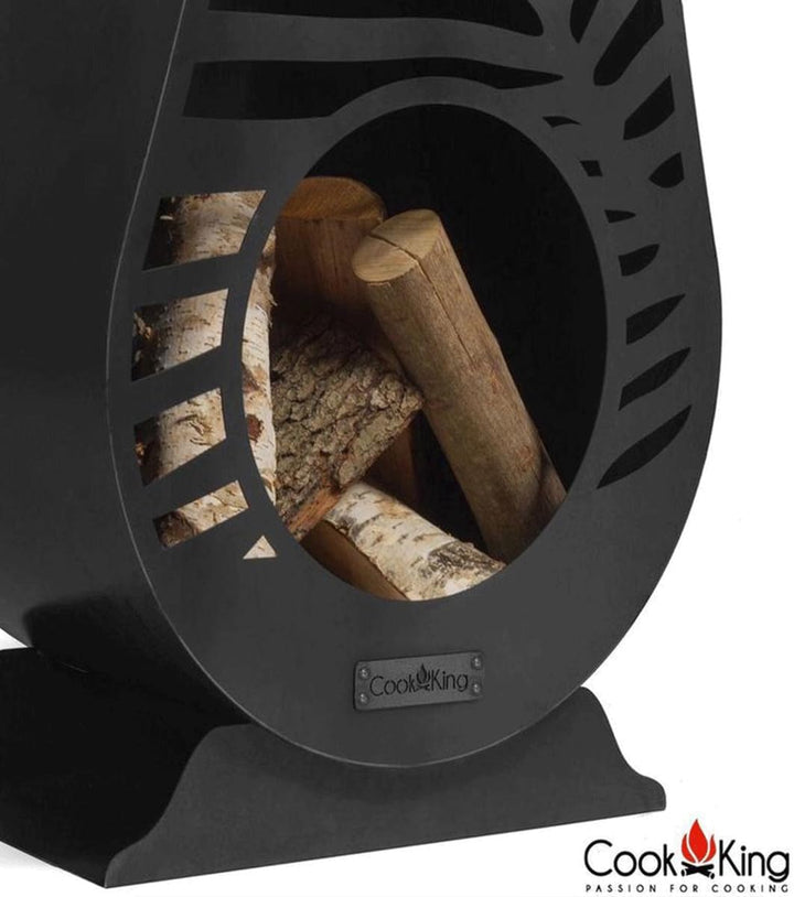 CookKing Gartenkamin Lima Schwarz - Feuertonne & Feuerstelle für entspannte Abende - Feuersäule Outd