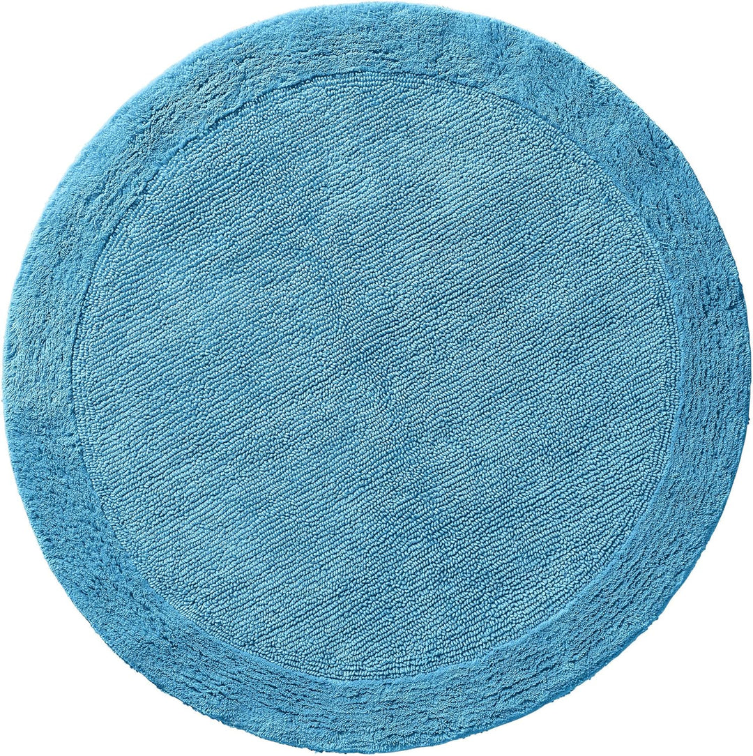 Erwin Müller Badematte, Badteppich Uni Serie Stuttgart blau Grösse rund: 90 cm Ø - extra dick, hohe