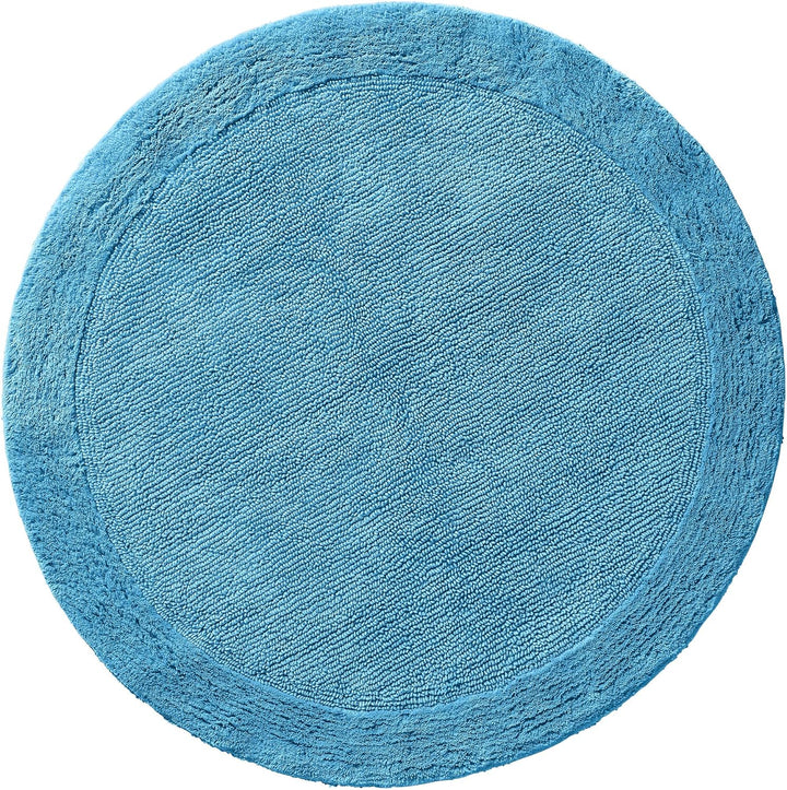 Erwin Müller Badematte, Badteppich Uni Serie Stuttgart blau Grösse rund: 90 cm Ø - extra dick, hohe