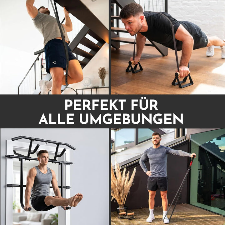NEOLYMP Calisthenics Set – Komplettset mit Klimmzugstange Türrahmen, Turnringen, Liegestützgriffen,