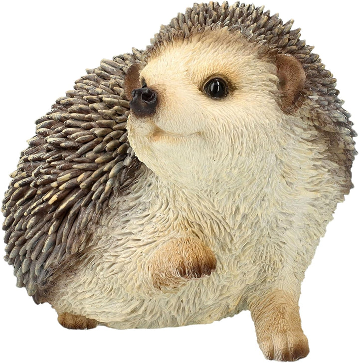 Gartenfigur Igel hebt rechte Pfote – Lebensechte Igelfigur von HotAnt, 13 cm Breite, wetterfest & ha