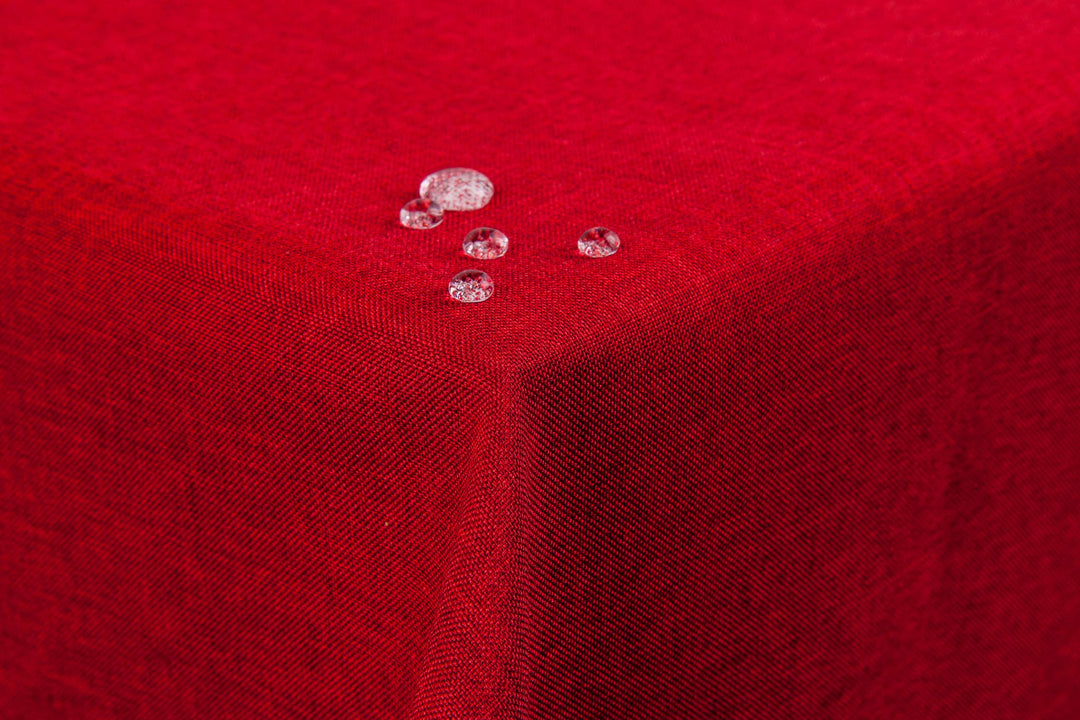 First-Tex Tischdecke Leinenoptik Lotuseffekt abwaschbar mit gerader Saumkante 130x220 oval in rot ov