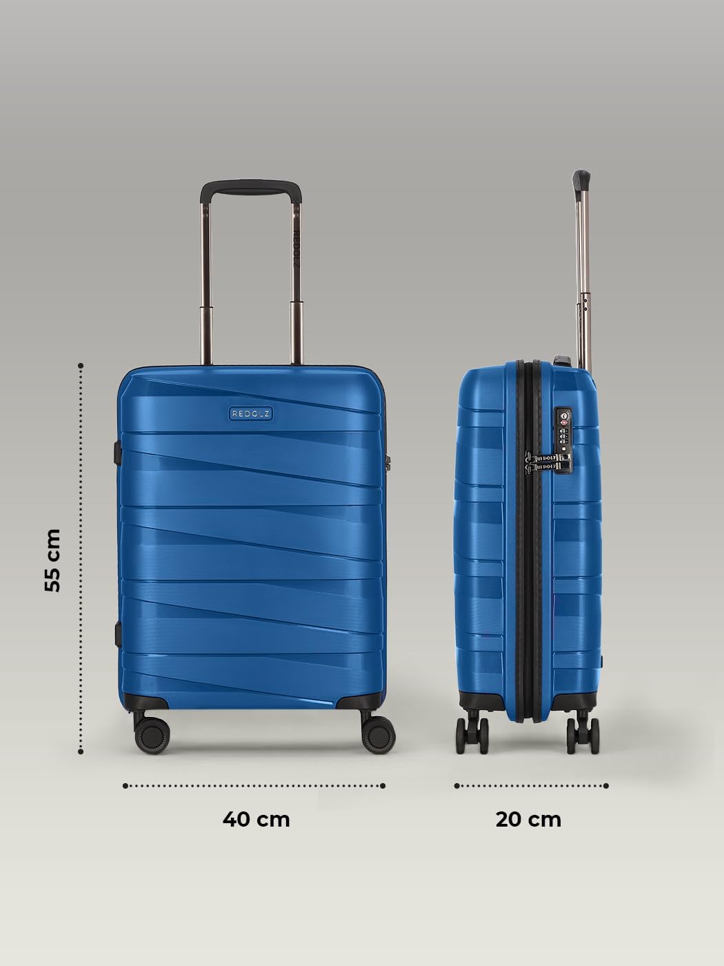 REDOLZ Hartschalen Kabinen-Koffer | Kleiner Trolley 40 x 20 x 55 cm aus hochwertigem, leichtem Polyp