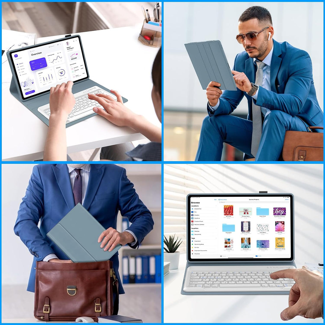 Tastatur für Lenovo Idea Tab Pro Gen 2 Tablet 13 Zoll (TB390FU), Blau | Hülle mit Tastatur für Lenov