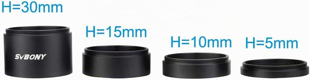 Svbony SV119 2" Verlängerungsrohr Set 5mm 10mm 15mm 30mm M48x0.75 zur Verlängerung der Brennweite in