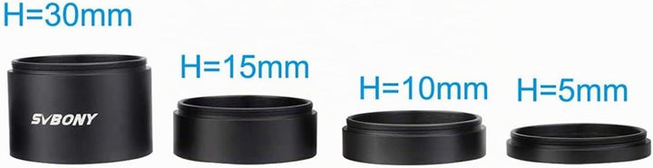 Svbony SV119 2" Verlängerungsrohr Set 5mm 10mm 15mm 30mm M48x0.75 zur Verlängerung der Brennweite in