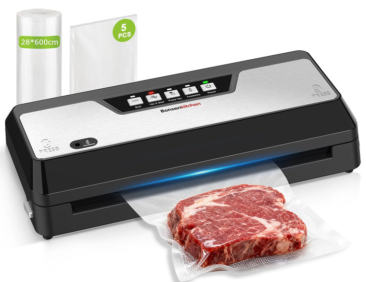 Bonsenkitchen Vakumierergerät für Lebensmittel, Vakuumierer mit Cutter Aufbewahrung, Kompakter für S
