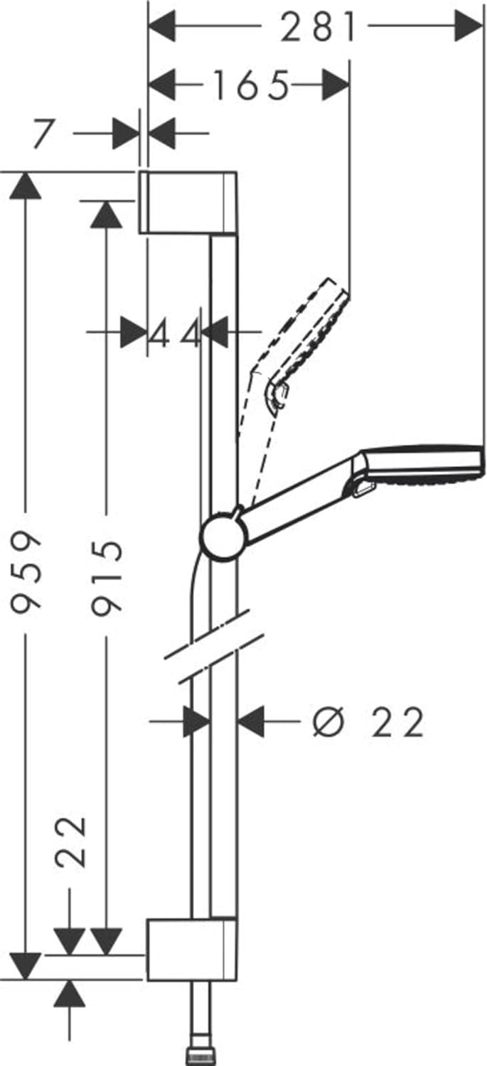 hansgrohe Crometta Duschset 0,90m, 2 Strahlarten, Weiss/Chrom 0,90m Set ohne Seifenschale 2 Strahlar