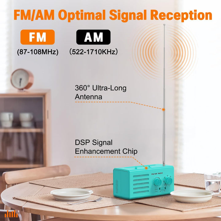 Transistorradio – AM FM Tragbares Radio mit Bestem Empfang, Eingebautem Lautsprecher, Kopfhöreransch