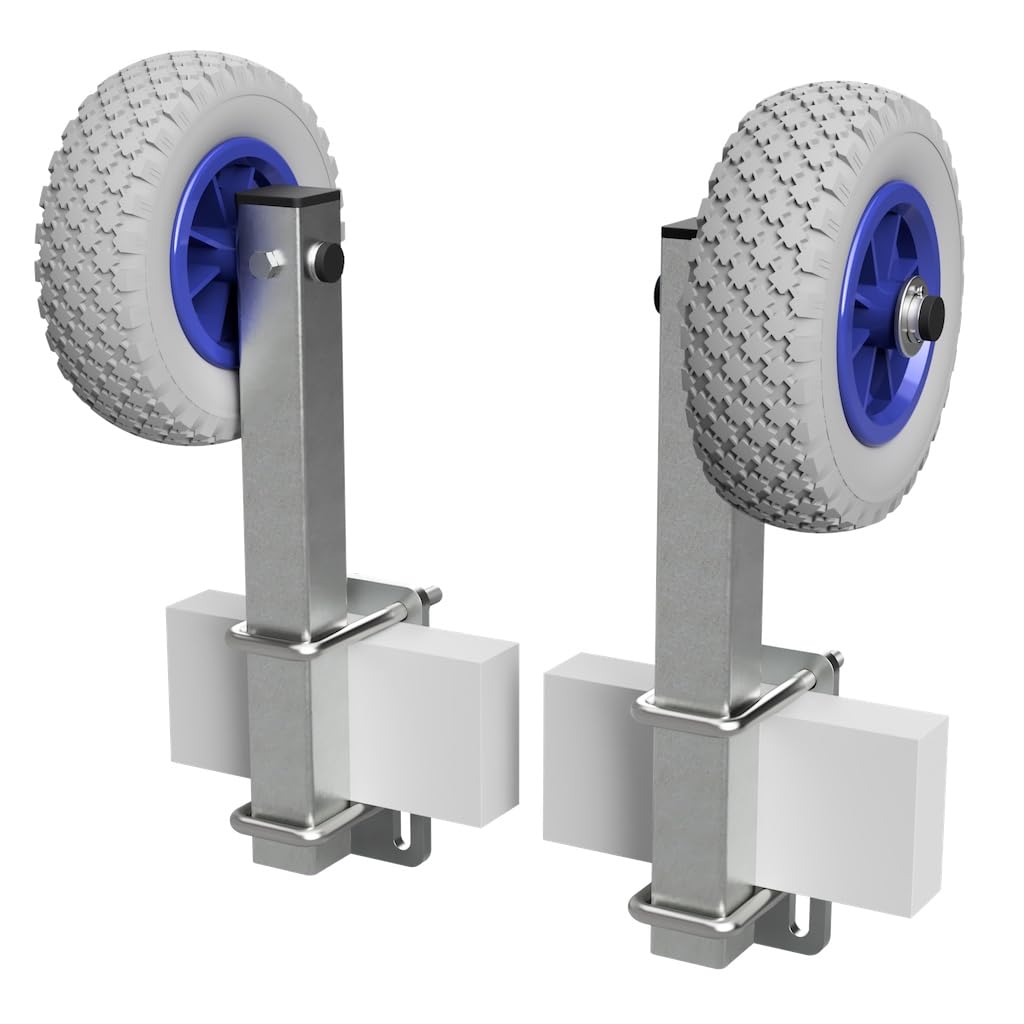 SUPROD 1 Paar Sliprollen mit Stütze, Sliphilfe, Bootstrailer, PU-Reifen, RKSID-200-PU, Ø200 grau/bla