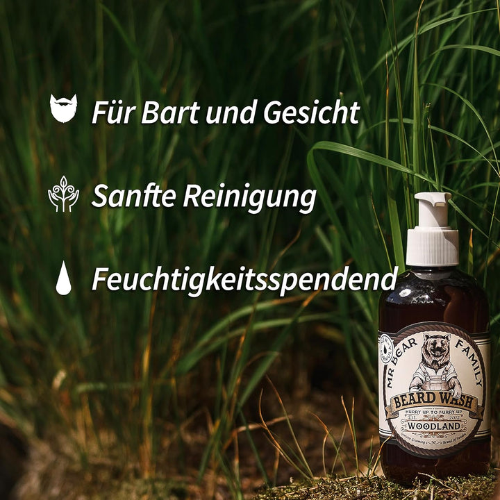 Mr Bear Family Natürliches Bartshampoo für Männer 250ml - Woodland - mehr Feuchtigkeit für einen vol