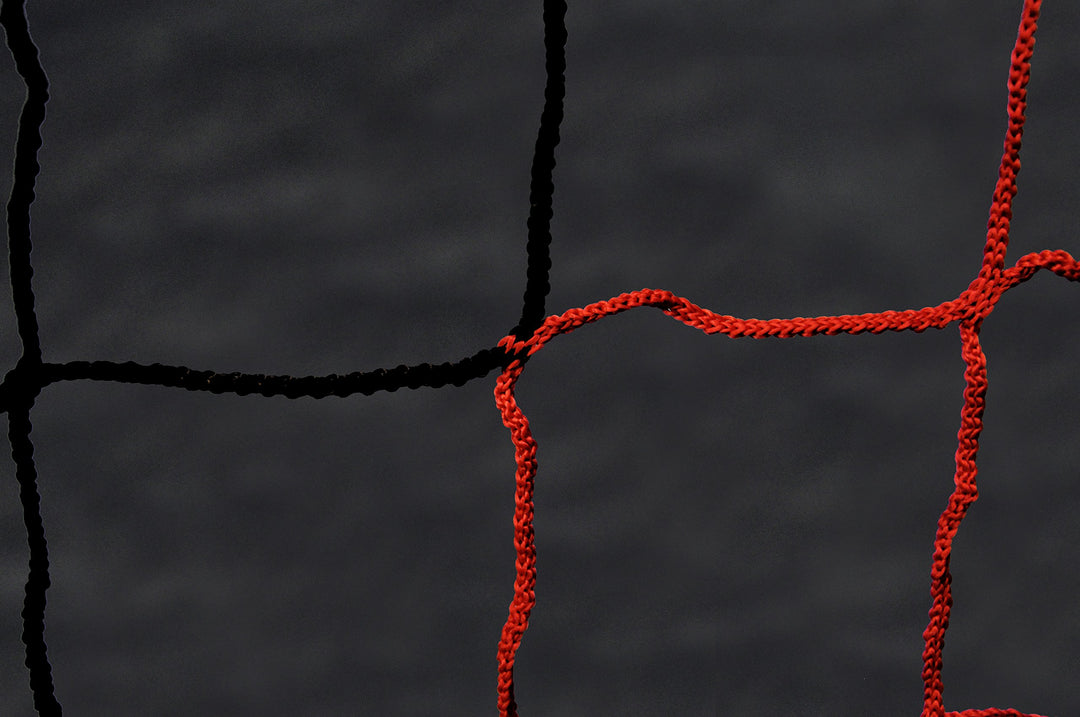 Fussball Tornetz - 7,32 x 2,44 x 2 x 2 m - 4mm - Extrem robust und langlebig - Schwarz und Rot