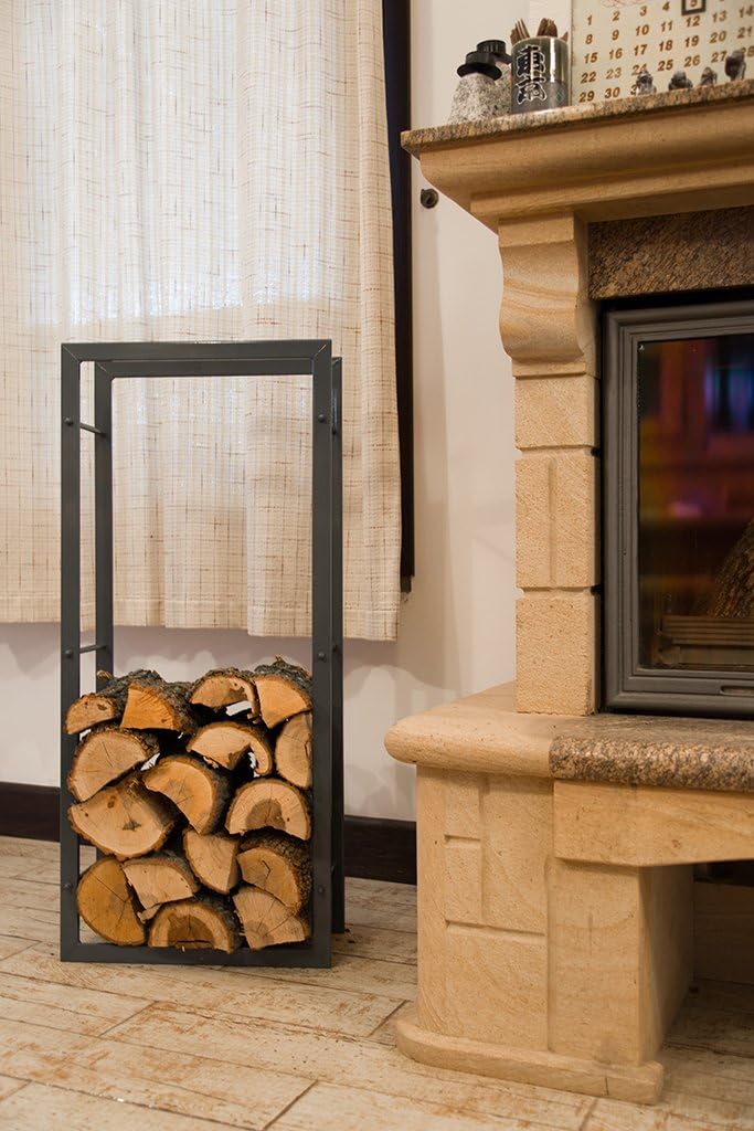 DanDiBo Kaminholzständer Kaminholzregal 100 cm Grau Holzkorb Kaminholzhalter Regal Holzregal