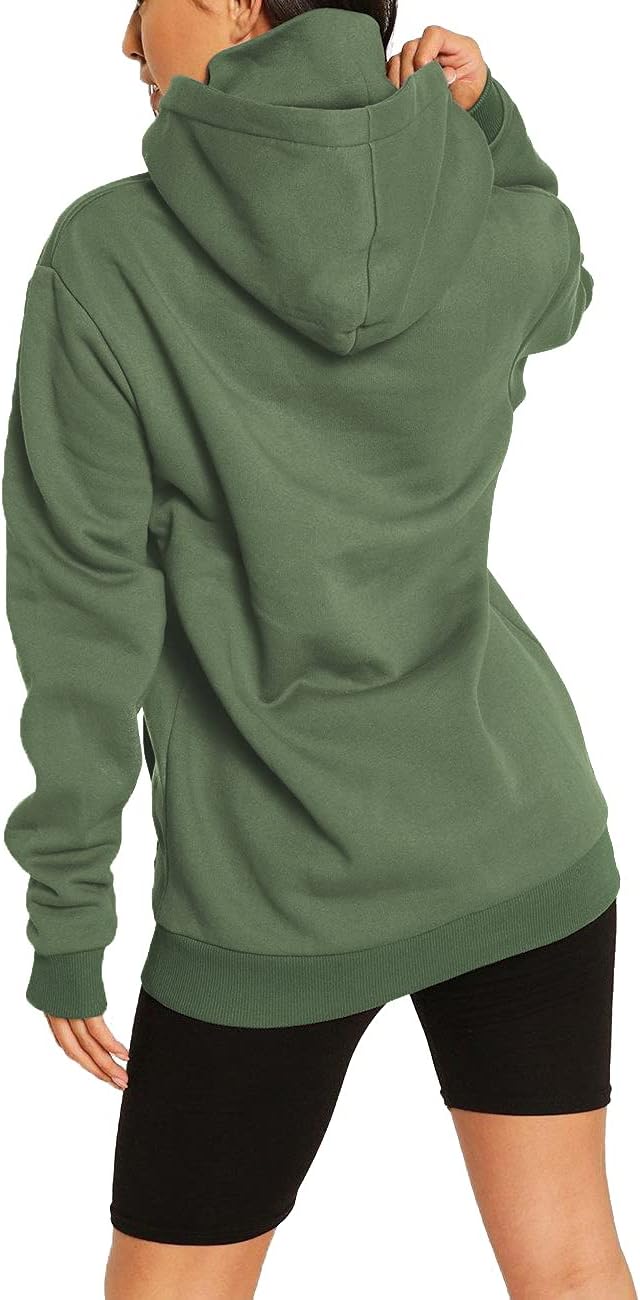 ELFIN Damen Hoodie Sweatshirt Langarm Kapuzenpullover Winter Pullover Hochkragen Sweatjacke Kapuzen