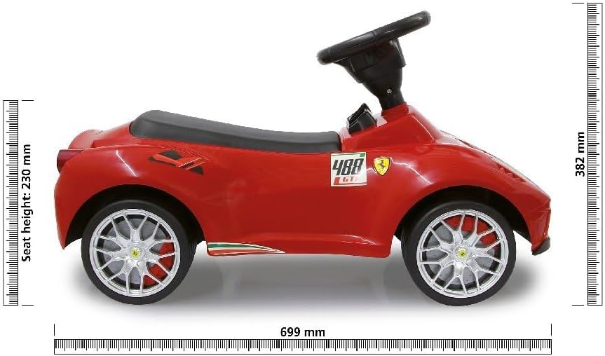 JAMARA 460604 - Rutscher Ferrari 488 GTE - Hupe am Lenkrad, originalgetreue Optik, Kippschutz, Kunst