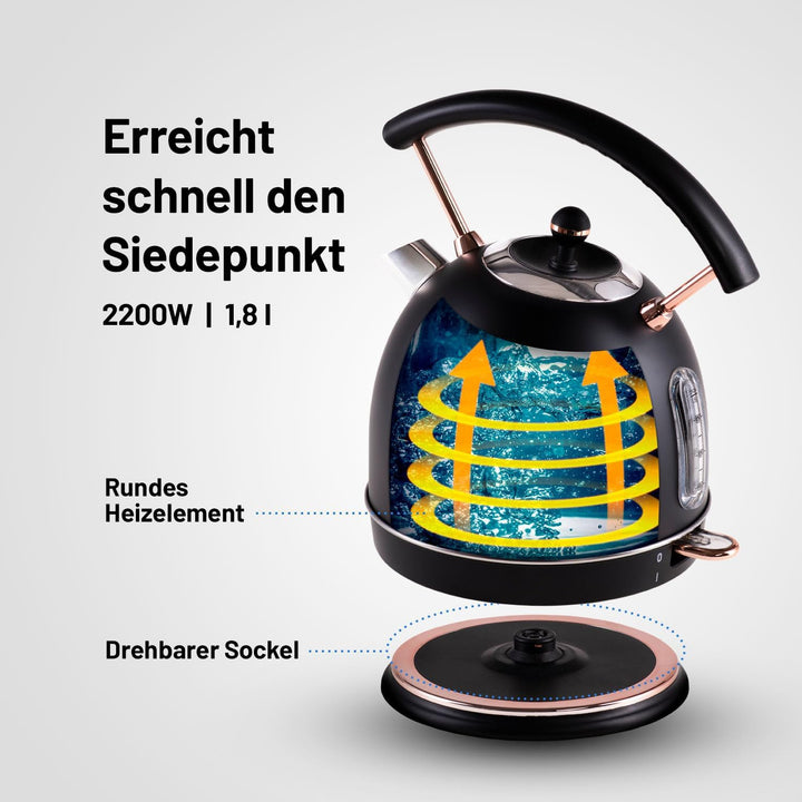 Lauben Electric Kettle 17BC Wasserkocher mit Inhalt 1,8 l, Leistung 2200 W, Wassertemperaturanzeige,
