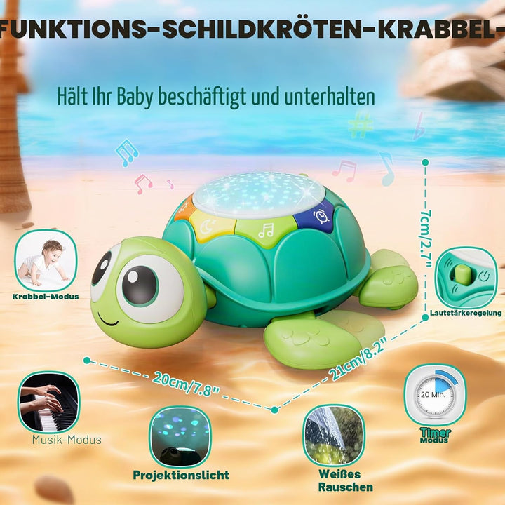 Lehoo Castle Baby Krabbel Spielzeug ab 3 6 9 Monate, Schildkröten Baby Spielzeug mit Musik und Proje
