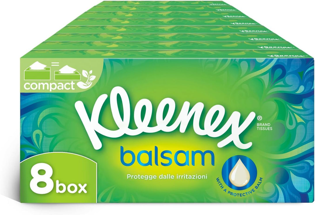 Kleenex Balsam Box Kosmetiktücher, Lenitive, 8 Packungen mit 80 Kletten, 8