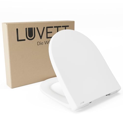 LUVETT® WC-Sitz D450 D-Form Weiss mit Absenkautomatik SoftClose, EasyClean (abnehmbar), Duroplast, e