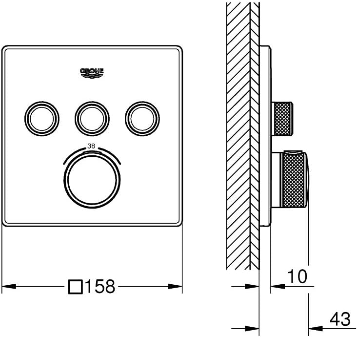 GROHE 29126DC0 GRT SmartControl THM trimset square 3SC Armatur, supersteel