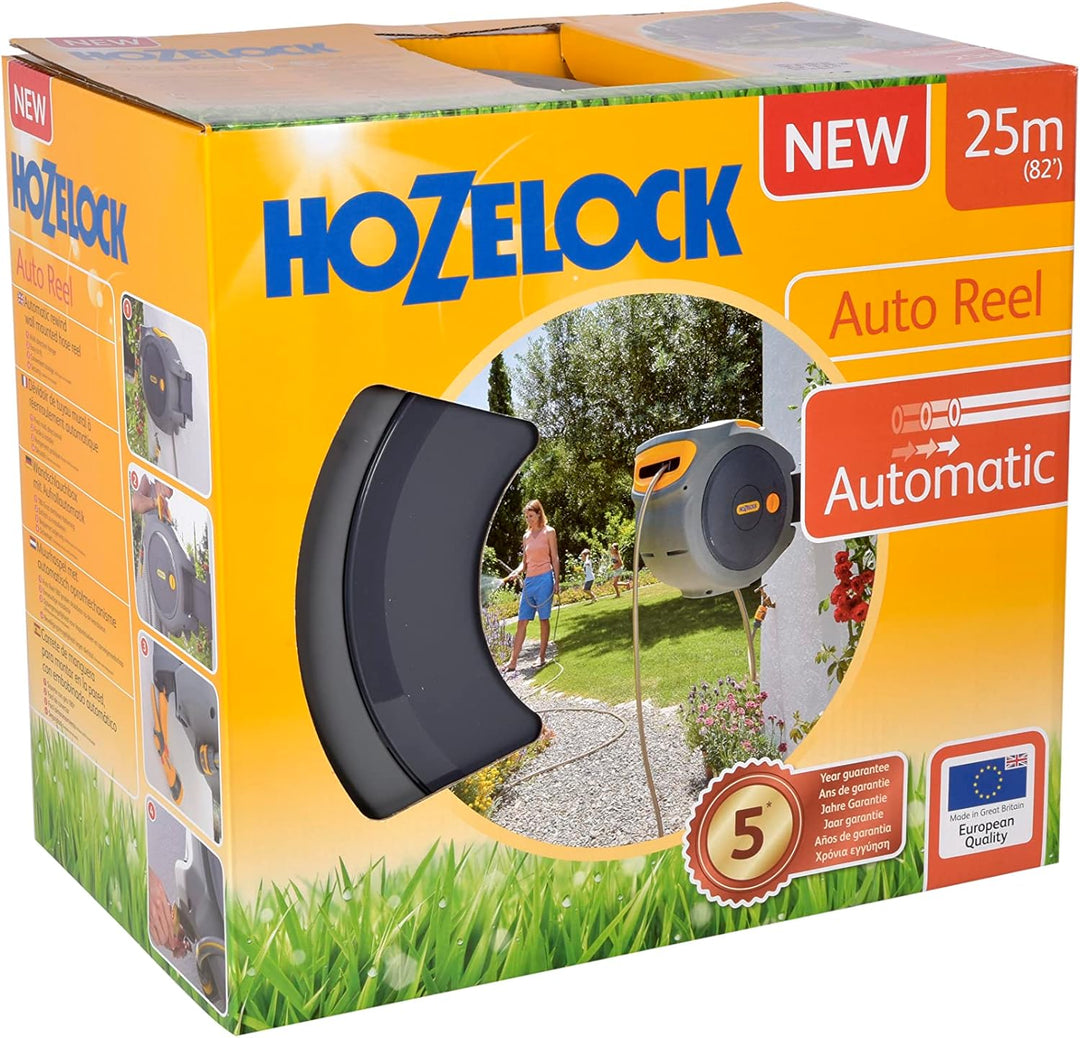 HOZELOCK - Wandschlauchbox Auto Reel 25 M: Automatische Aufrollung. Einfache Installation. Inkl. Sch