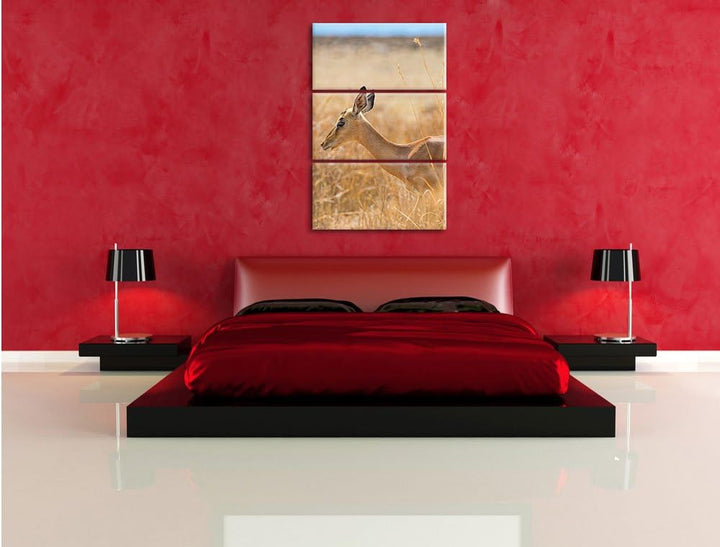 Pixxprint Erdbeeren in Eiswürfeln als Leinwandbild/Grösse: 3 Teilig (120x80) / Wandbild/Kunstdruck/f