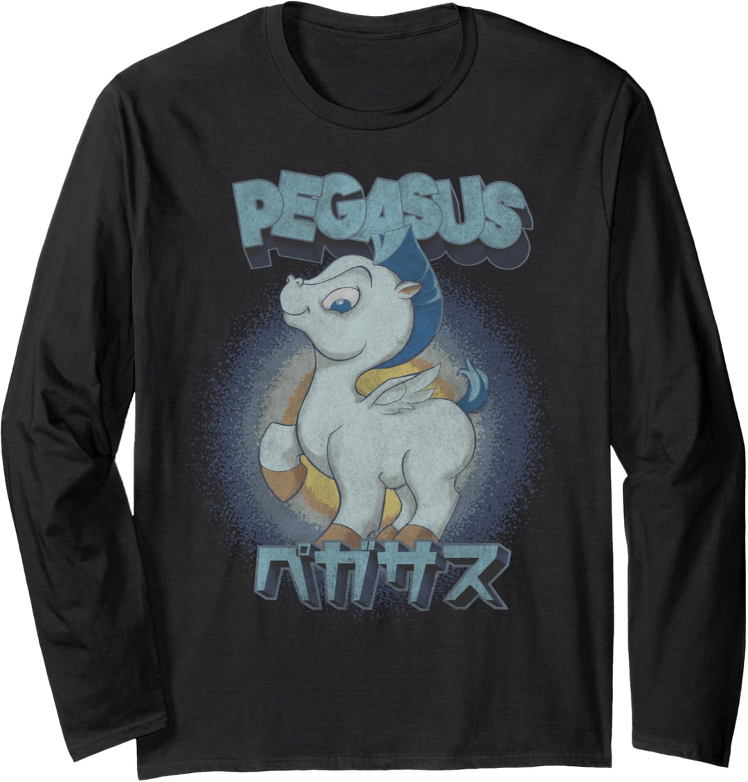 Disney Hercules Pegasus Kanji Portrait Logo Langarmshirt