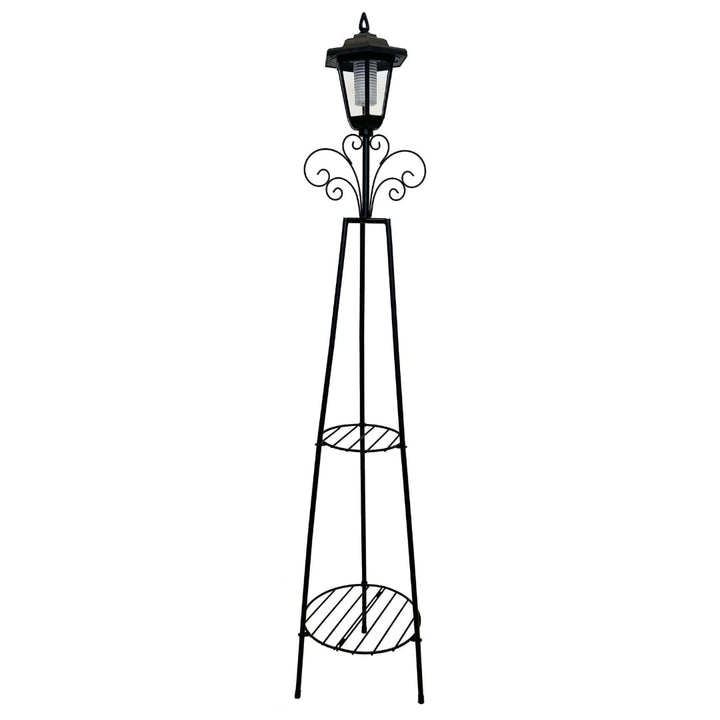 abc HOME Pflanzständer mit LED-Laterne – Garten Obelisk aus Metall – 135cm hohe Rankhilfe mit Solar-