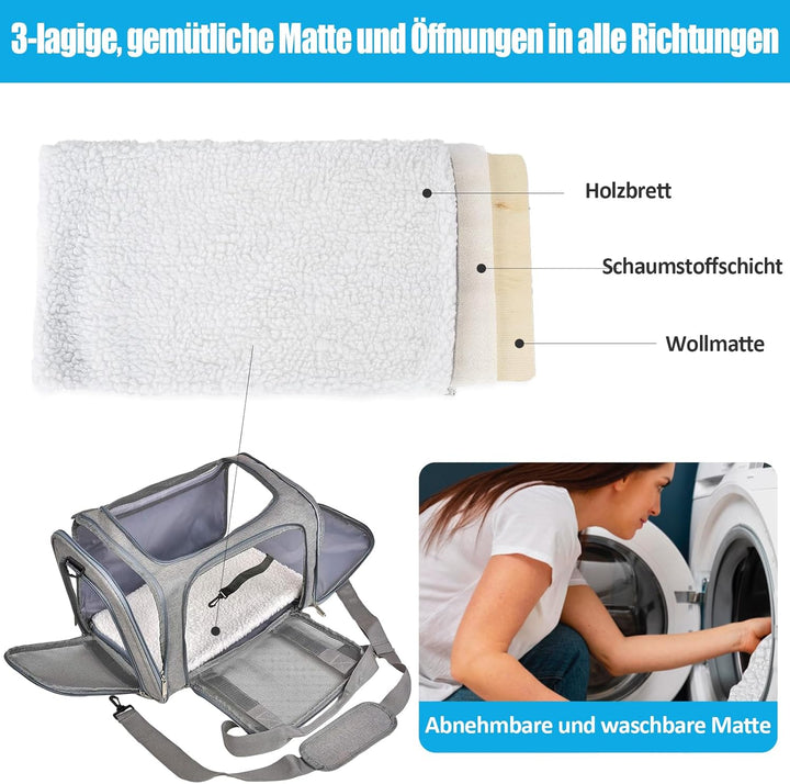 TOFFCAEA Transporttasche für Katze Hund, Hundetransportbox, Faltbare Katzentransportbox, tragbar, 5k
