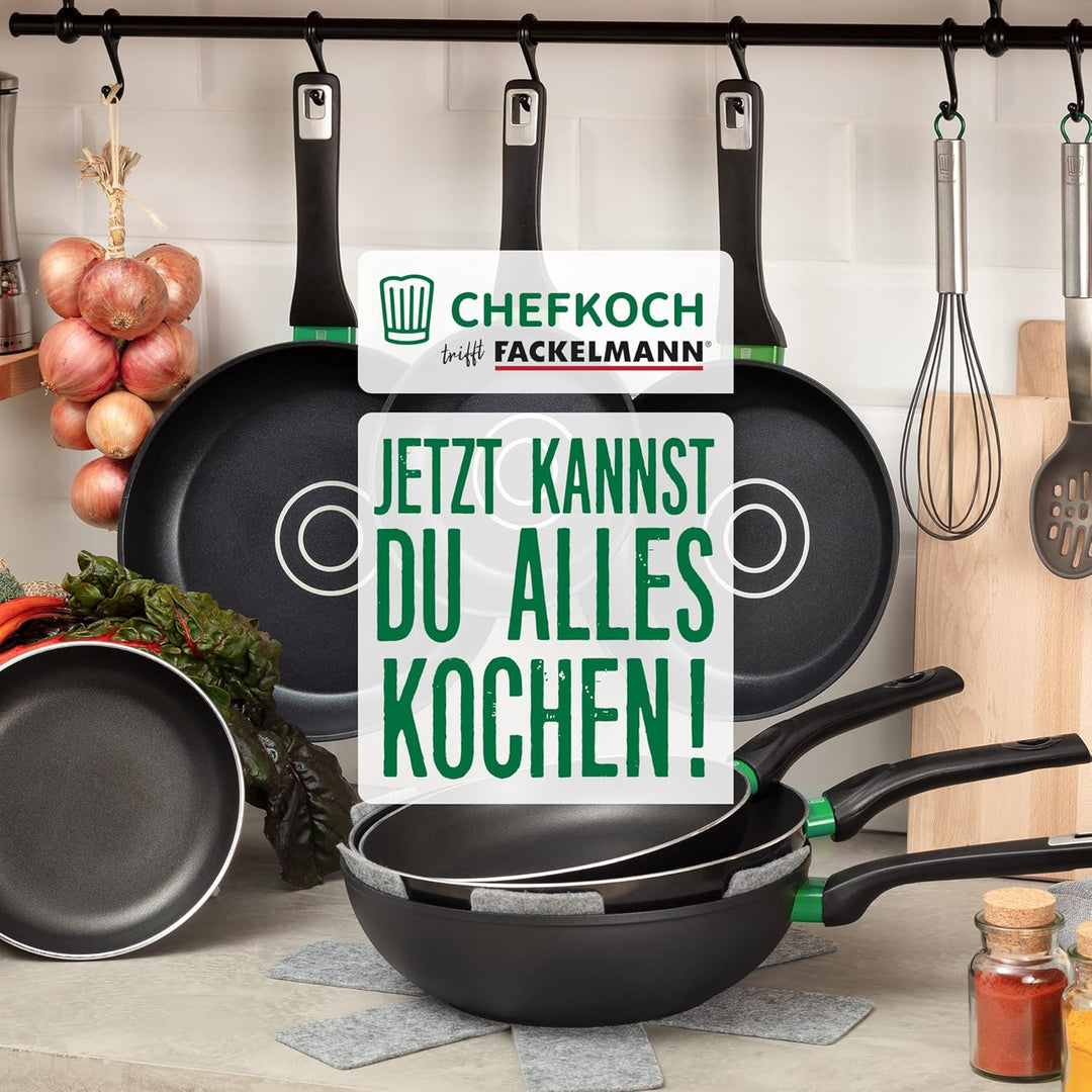 FACKELMANN Chefkoch Wokpfanne Ø28 cm Hamburg mit Antihaft-Beschichtung – Wok aus Aluminium: Extra le