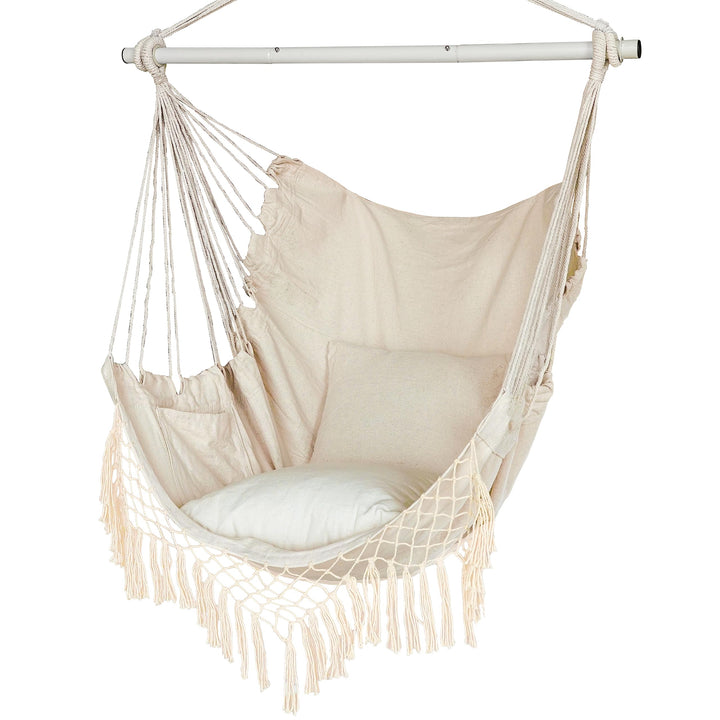 Hängesessel Outdoor, Hängesessel Indoor mit 2 Kissen, Hängesessel ohne Gestell bis 150 kg, Hängestuh