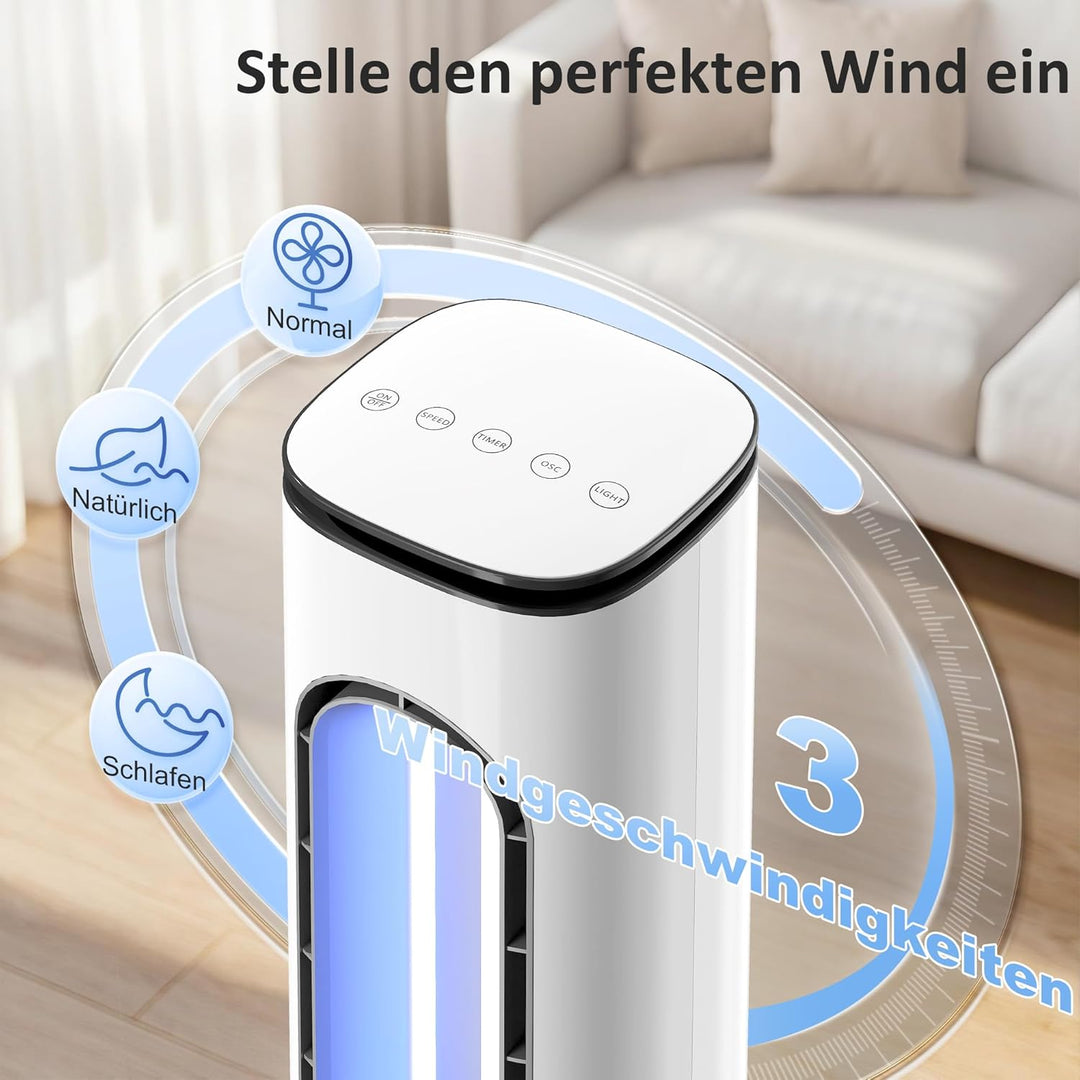 HOMCOM Rotorloser Turmventilator für Schlafzimmer, 35 dB leiser Standventilator mit 50° Oszillation,