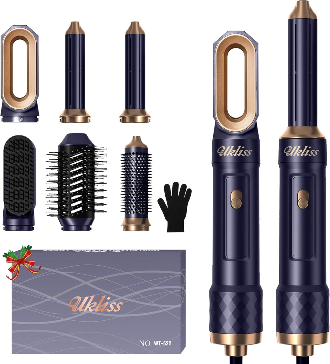 6 in 1 Haarstyler, UKLISS Pro Ionen Haartrockner Set mit Automatisch Airflow Lockenstab, Hair Dryer,