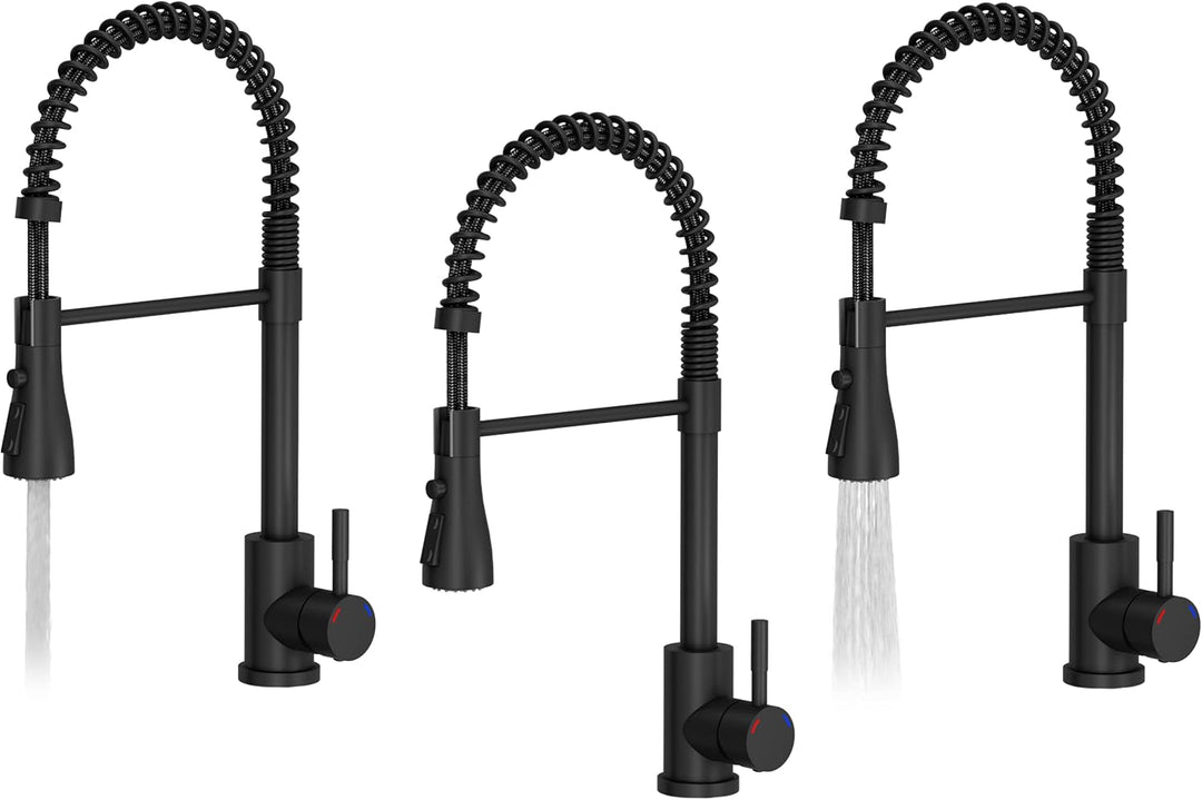 VBChome Set Spülbecken mit Armatur 60 x 50 cm Schwarz Spülmittelspender Siphon Matte Planke Granit S