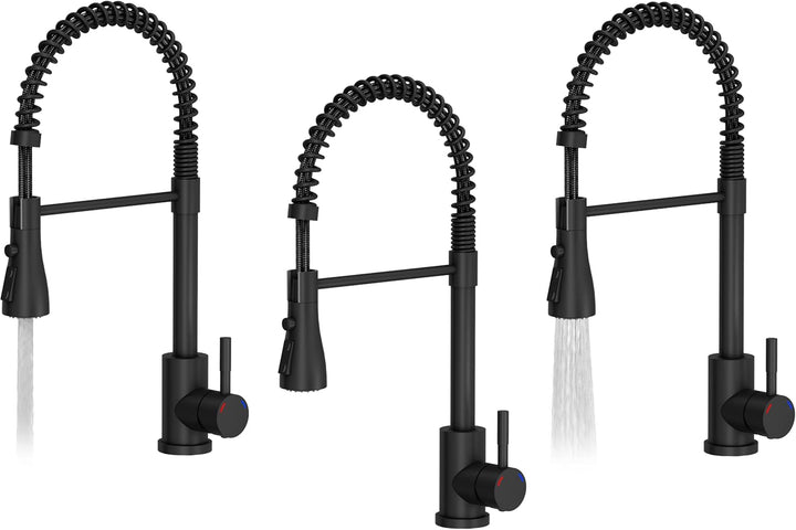 VBChome Set Spülbecken mit Armatur 60 x 50 cm Schwarz Spülmittelspender Siphon Matte Planke Granit S