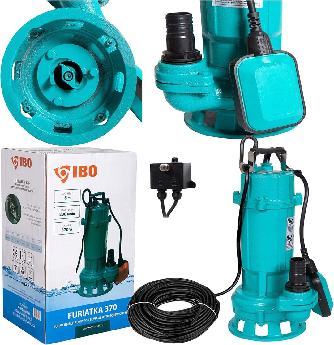 Fäkalienpumpe mit Schneidmesser 1500 W 230V mit Schwimmerschalter und mit/ohne 20 oder 30 Meter Feue