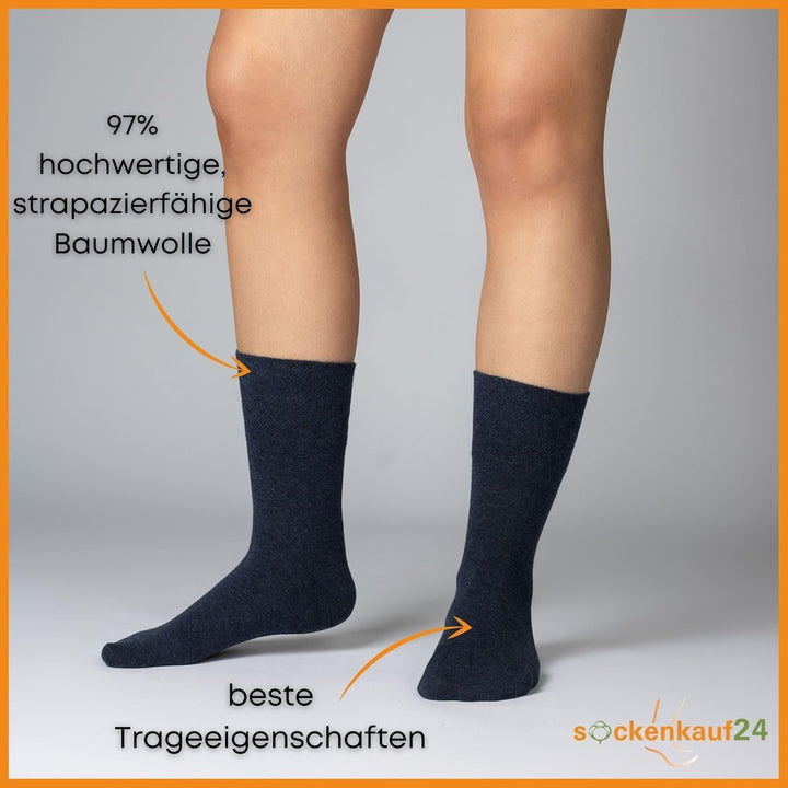 Diabetikersocken ohne Gummi & ohne Naht 97% Baumwolle (6 Paar) Diabetiker Socken mit Komfortbund für