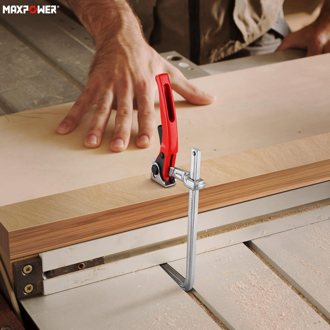 MAXPOWER 1 Stück Tischzwinge Hebelzwinge für führungsschienen mit 160mm Kapazität und 60mm Kehlentie