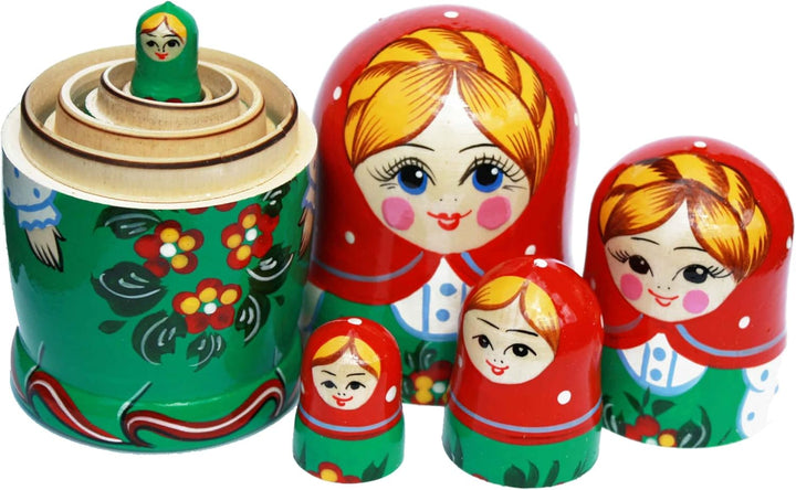 Semenovskay Rospis russische Matroschka Puppen Babuschka Matrjoschka Holzpuppen handbemalt Set 5 Pup