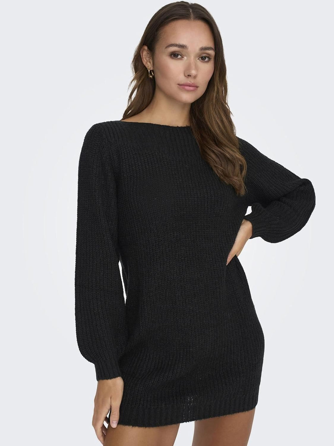 JdY Damen Jdywhitney Megan L/S Boat Dress KNT Noos Strickkleid, XXS Schwarz