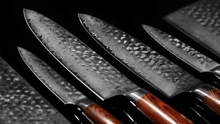 Souped Up Recipes 3er-Set Damaszener Küchenmesser (Kochmesser, Hackmesser, Schälmesser)