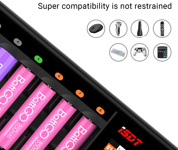 ISDT N8 Batterieladegerät Akku Ladegerät,Universal LCD-Display Schnellladegerät für AA/AAA NI-MH NI-