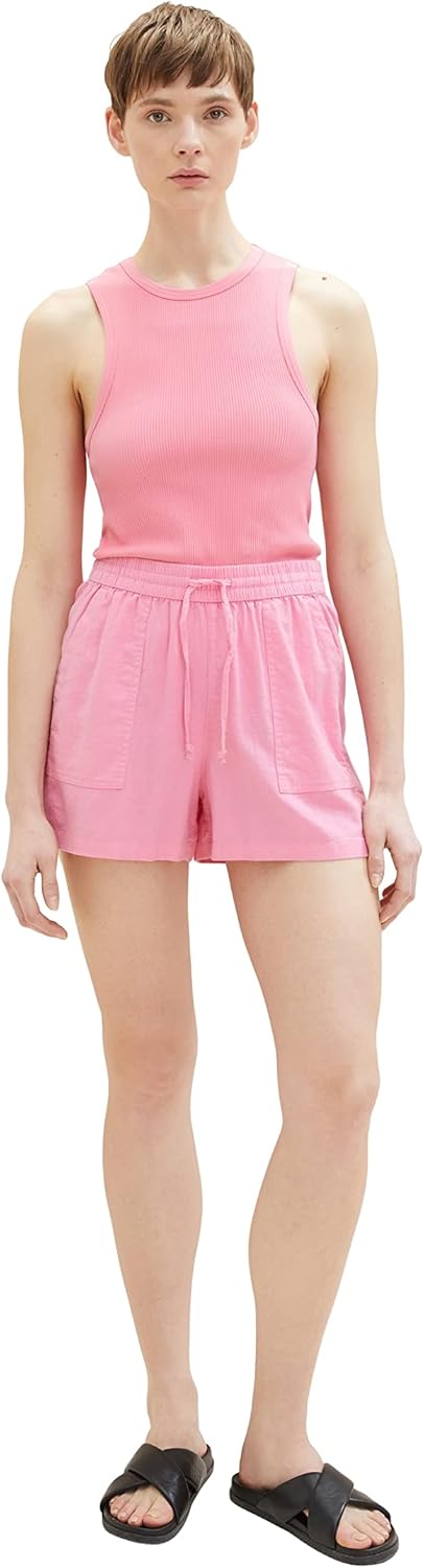 TOM TAILOR Denim Damen Basic Shorts aus Leinen XL 31685 - Fresh Pink, XL 31685 - Fresh Pink