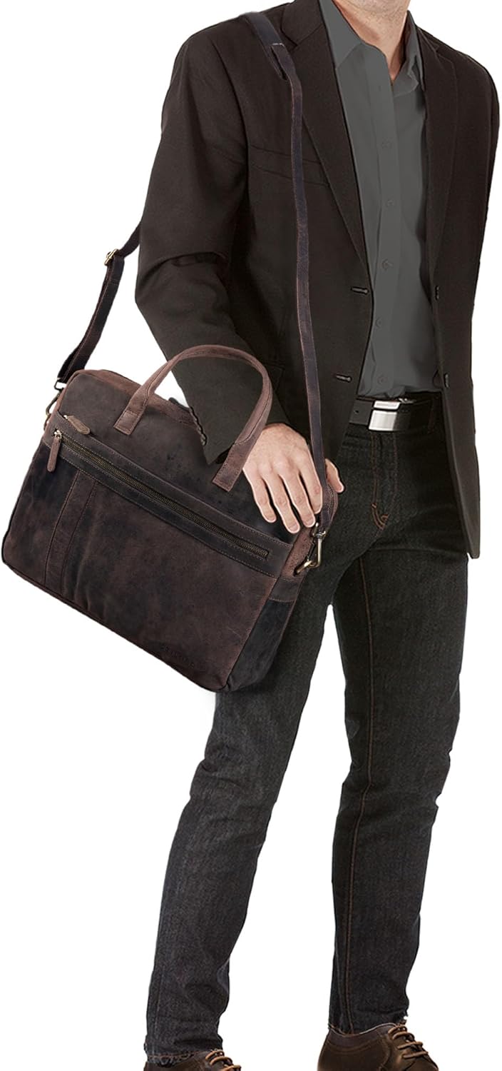 STILORD 'Conrad' Businesstasche Aktentasche Leder mit 15.6 Zoll Laptop-Fach Zweifachteilung Vintage