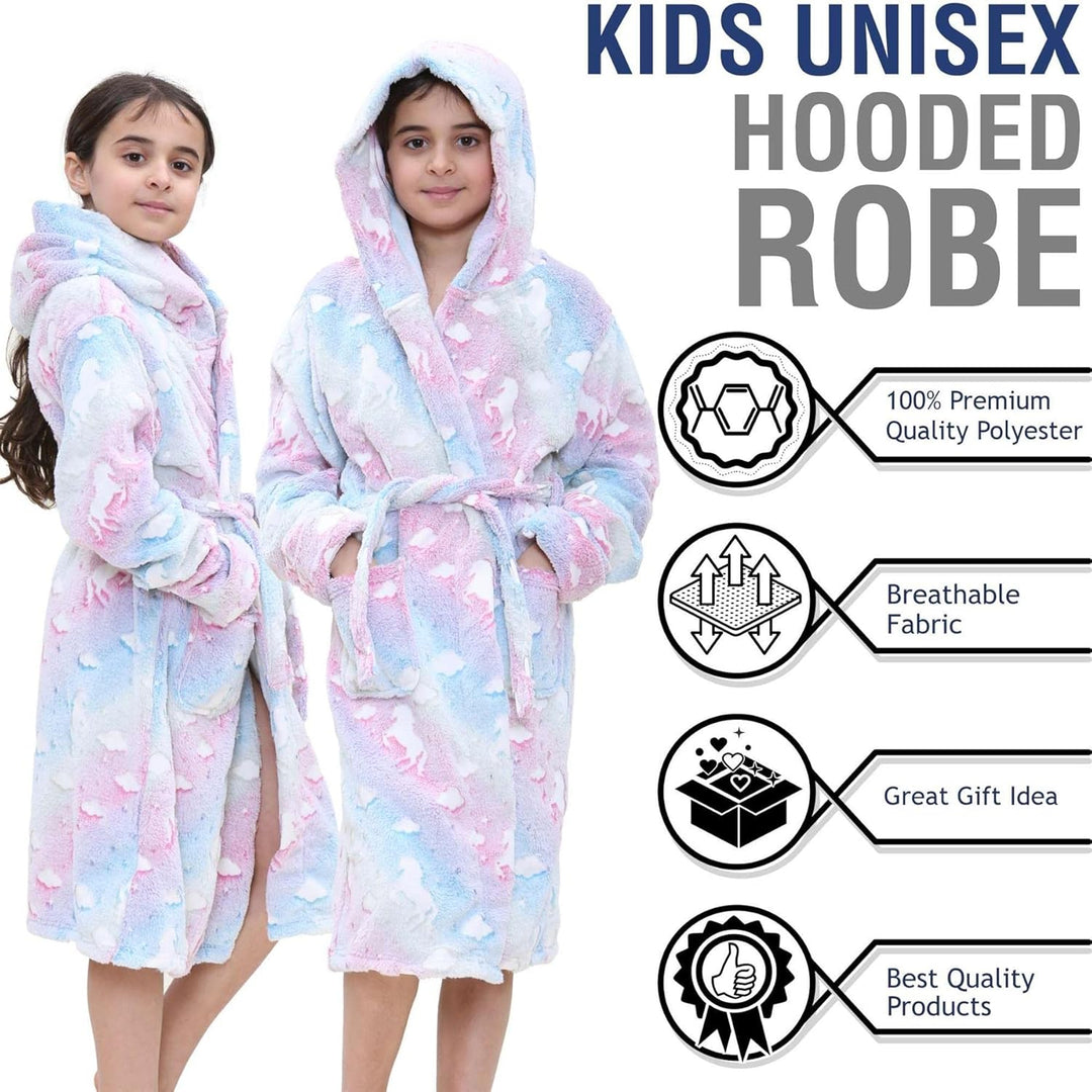 A2Z 4 Kids Mädchen Luxus Vlies Plüsch Stoff Mit Kapuze Kleid Glühen In Der Dunkel Morgenmantel Einho