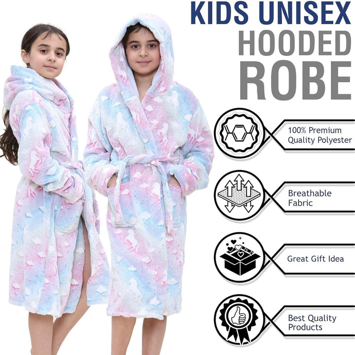 A2Z 4 Kids Mädchen Luxus Vlies Plüsch Stoff Mit Kapuze Kleid Glühen In Der Dunkel Morgenmantel Einho