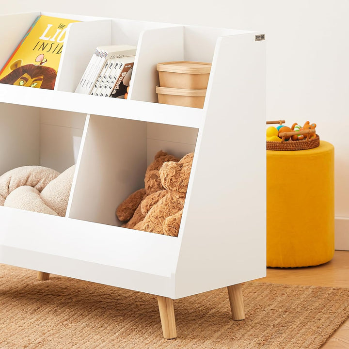 SoBuy Bücherregal Kinder, Kinderregal mit 5 Fächern und Massivholzbeinen, Regal Kinderzimmer, Kinder